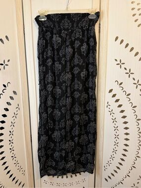 Black Smocked Waist Boho Print Pants